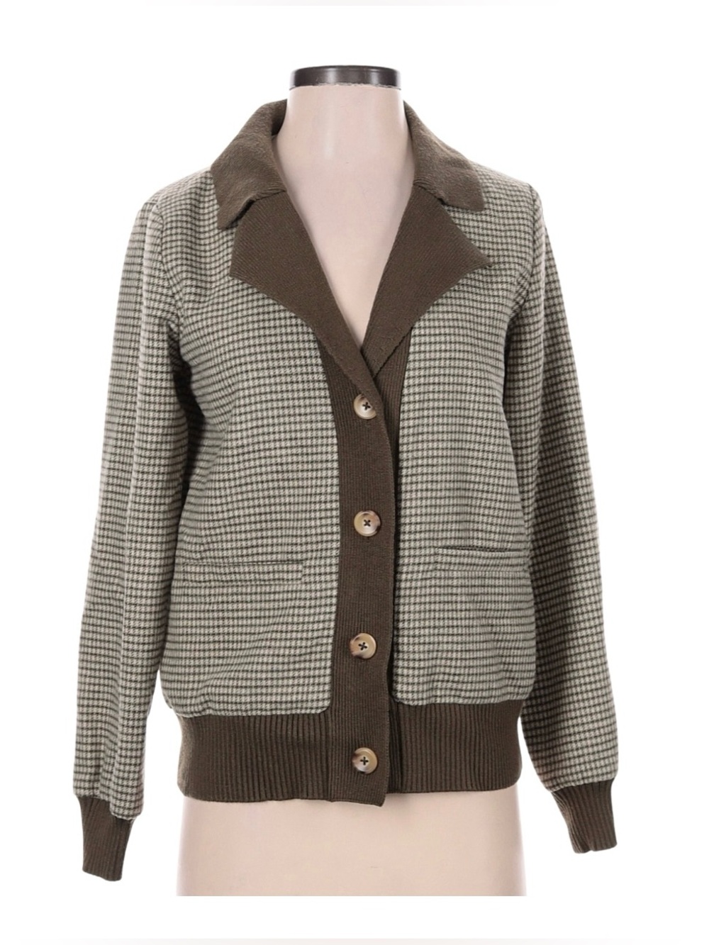 By Anthropologie Houndstooth Jacket in Brown Like New